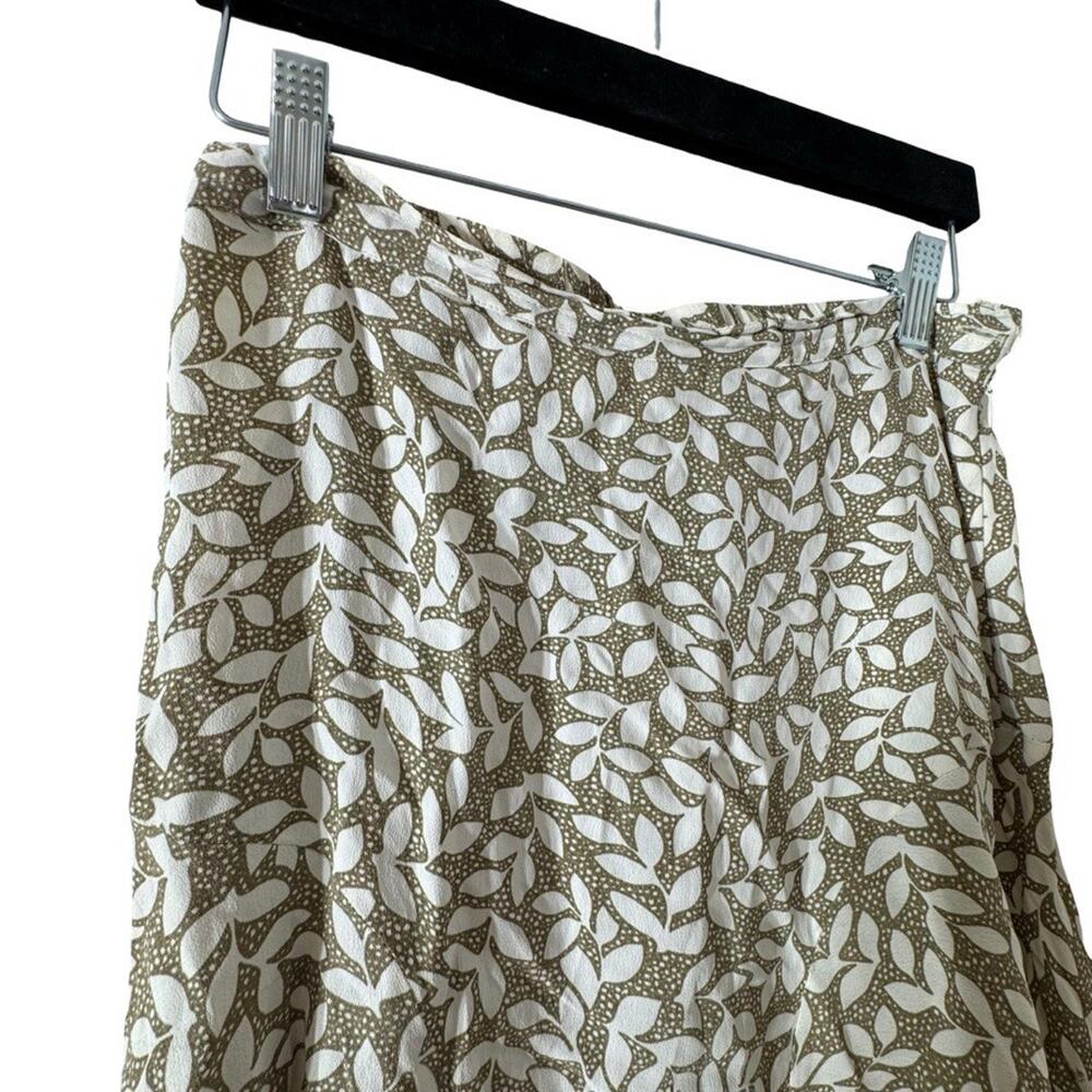 Casual Studio Midi Rayon Sage Green White Floral Side Zip Midi Skirt 90s sz S - Picture 2 of 16